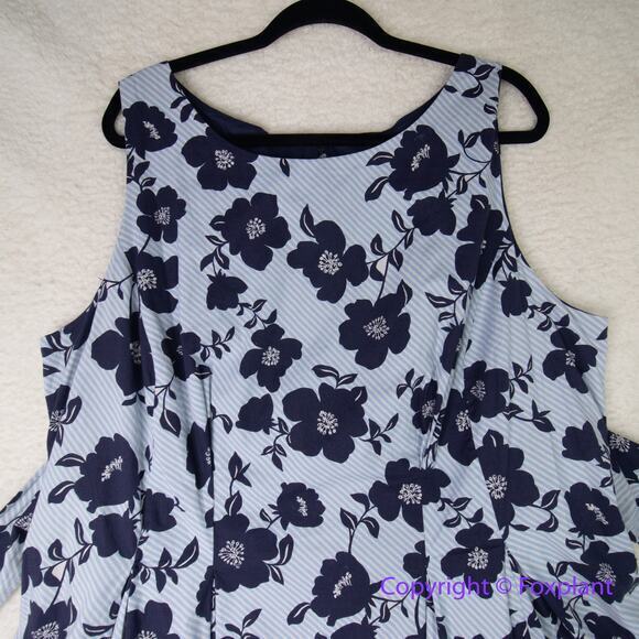 Vince Camuto women's blue floral print sleeveless dress plus size 20W - Picture 3 of 15